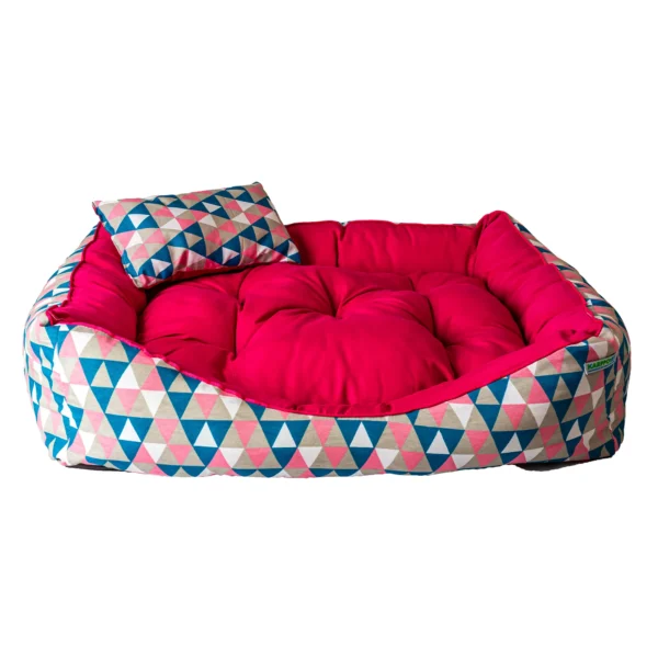 cama luxo com travesseiro para pet rosa geométrica karppovet